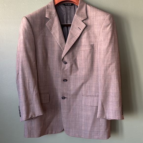 Men’s Jos A Bank Sz 42S 4 buttons cuff vintage grey plaid business blazer top - Picture 3 of 12